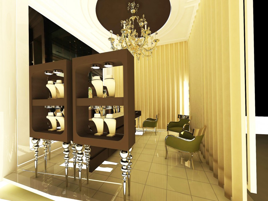 Gana kuyumcu dekorasyon mücevher mağazası tasarım